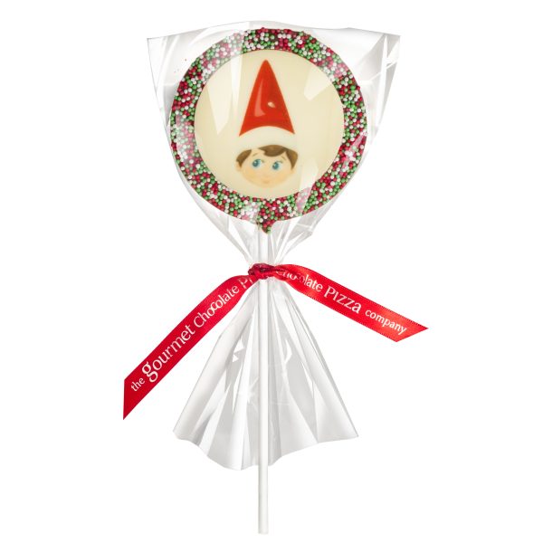 Elf on the shelf chocolate lollipop with sprinkles